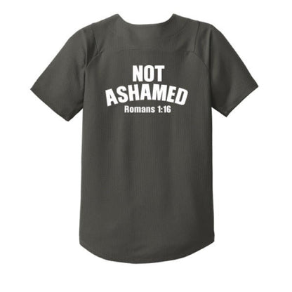 Not Ashamed Youth Christian Full Button Jersey - ClaimedbyGodDesigns