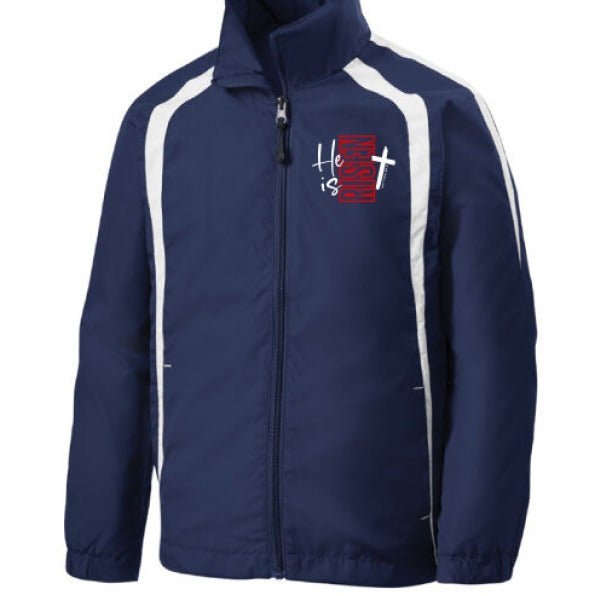 He Is Risen Youth Christian Colorblock Raglan Jacket - ClaimedbyGodDesigns