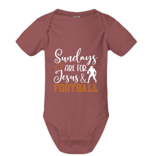 Sundays Are For Him and Football Christian Baby Jumpsuit - ClaimedbyGodDesigns