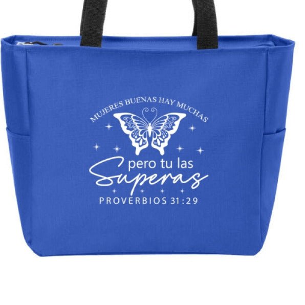 Mujeres Buenas Hay Muchas, Pero Tú Las Superas Spanish Christian Tote Bag - ClaimedbyGodDesigns
