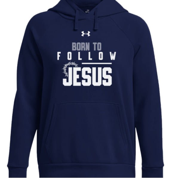 Born To Follow Him Women's Christian Pullover Fleece Hooded Sweatshirt - ClaimedbyGodDesigns