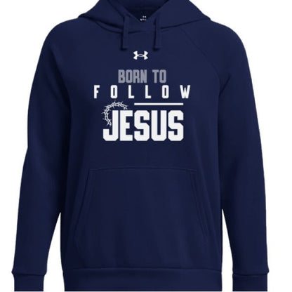 Born To Follow Him Women's Christian Pullover Fleece Hooded Sweatshirt - ClaimedbyGodDesigns