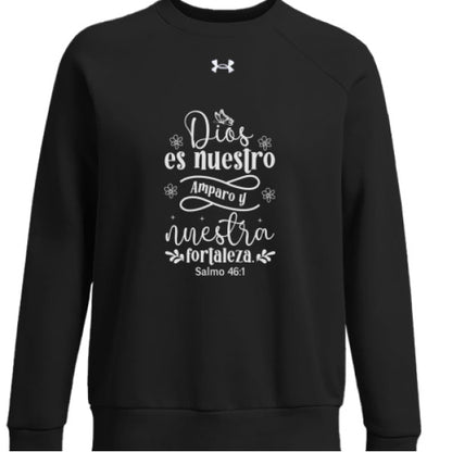 Dios Es Nuestro Amparo y Nuestra Fortaleza Women's Spanish Christian Fleece Pullover Sweatshirt - ClaimedbyGodDesigns