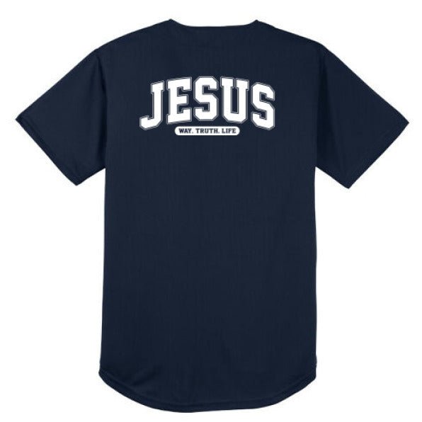 Way Truth Life Men’s Christian Full Button Jersey - ClaimedbyGodDesigns