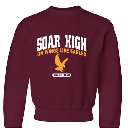 Soar High Youth Christian Pullover Fleece Sweatshirt - ClaimedbyGodDesigns