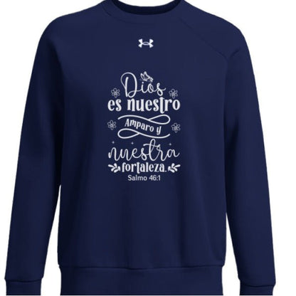 Dios Es Nuestro Amparo y Nuestra Fortaleza Women's Spanish Christian Fleece Pullover Sweatshirt - ClaimedbyGodDesigns