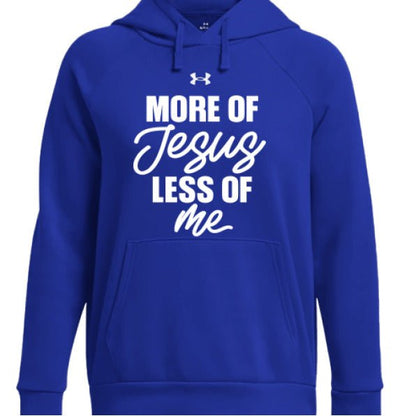 More Of Him Less Of Me Women's Christian Pullover Fleece Hooded Sweatshirt - ClaimedbyGodDesigns