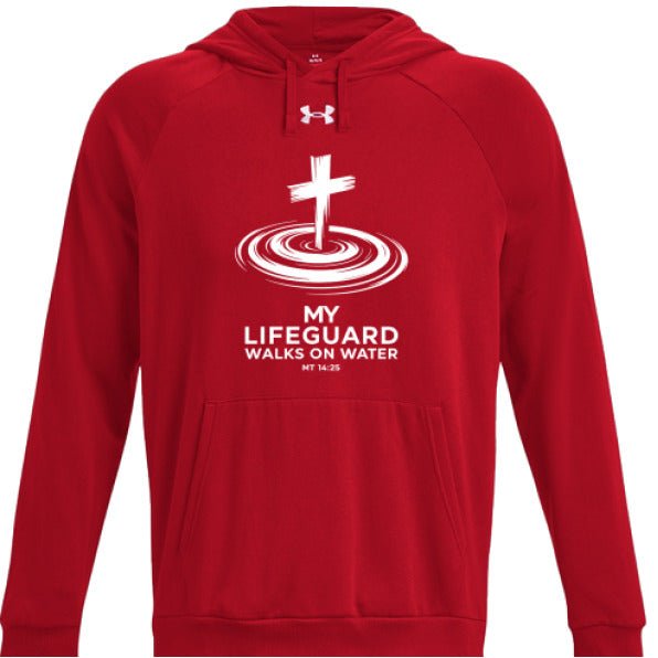 My lifeguard Walks On Water 2 Men's Christian Pullover Fleece Hooded Sweatshirt - ClaimedbyGodDesigns