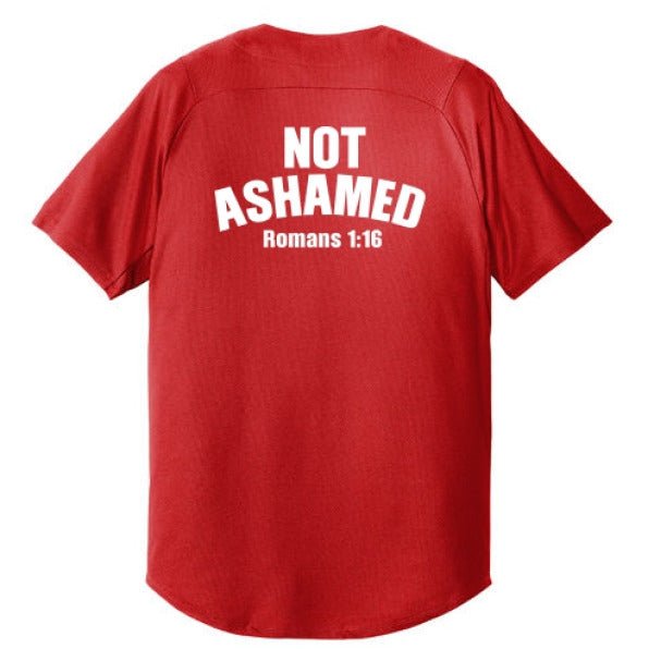 Not Ashamed Men's Christian Full - button Jersey - ClaimedbyGodDesigns