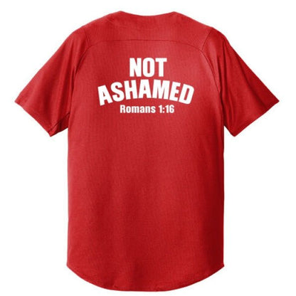 Not Ashamed Men's Christian Full - button Jersey - ClaimedbyGodDesigns