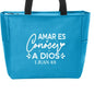Amar Es Conocer a Dios Spanish Christian Tote Bag - ClaimedbyGodDesigns