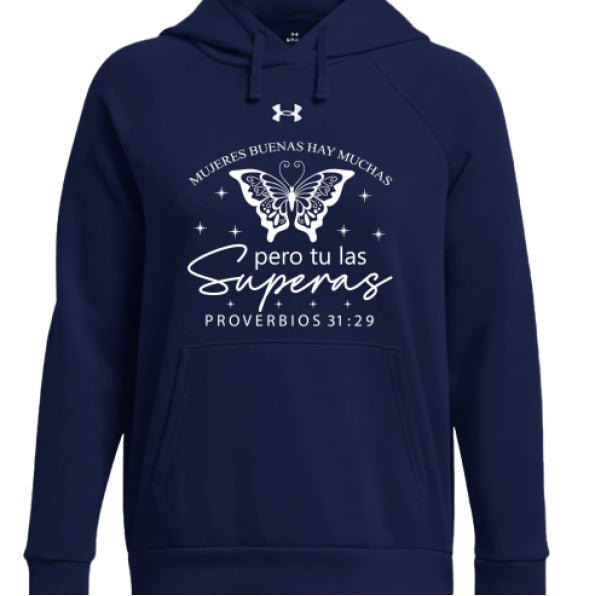 Mujeres Buenas Hay Muchas, Pero Tú Las Superas Women's Spanish Christian Pullover Fleece Hooded Sweatshirt - ClaimedbyGodDesigns