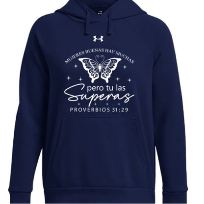 Mujeres Buenas Hay Muchas, Pero Tú Las Superas Women's Spanish Christian Pullover Fleece Hooded Sweatshirt - ClaimedbyGodDesigns