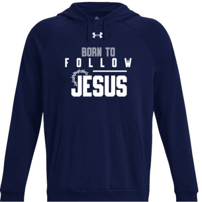 Born To Follow Him Men's Christian Pullover Fleece Hooded Sweatshirt - ClaimedbyGodDesigns