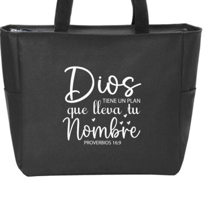 Dios Tiene Un Plan Que Lleva Tu Nombre Spanish Christian Tote Bag - ClaimedbyGodDesigns