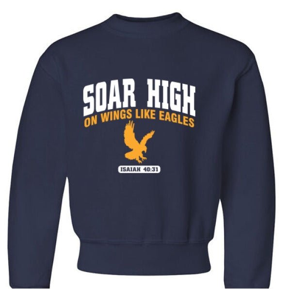 Soar High Youth Christian Pullover Fleece Sweatshirt - ClaimedbyGodDesigns