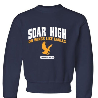 Soar High Youth Christian Pullover Fleece Sweatshirt - ClaimedbyGodDesigns