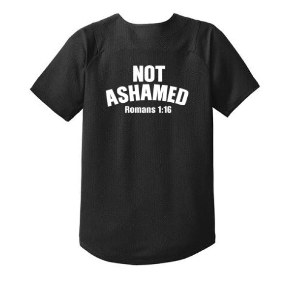 Not Ashamed Youth Christian Full Button Jersey - ClaimedbyGodDesigns