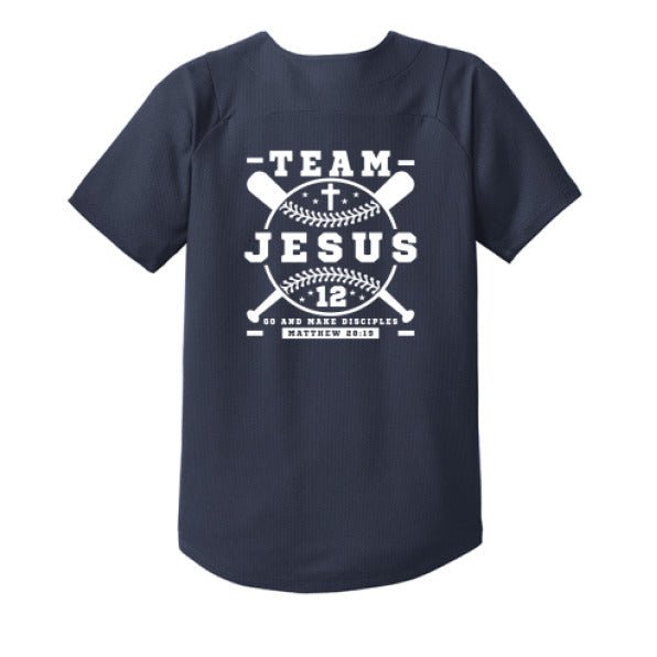 Team Him Baseball Youth Christian Full - button Jersey - ClaimedbyGodDesigns