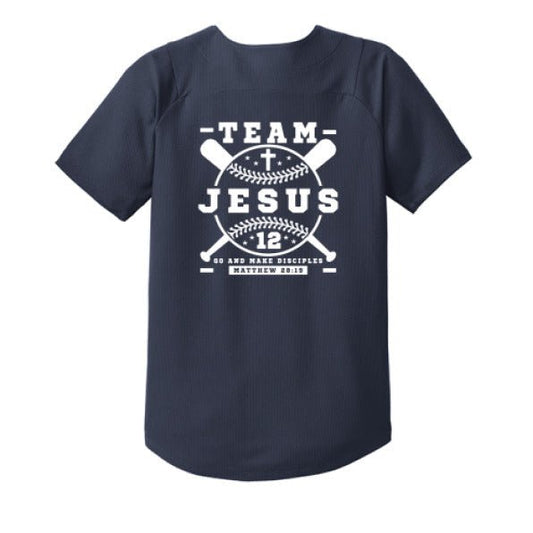 Team Him Baseball Youth Christian Full - button Jersey - ClaimedbyGodDesigns