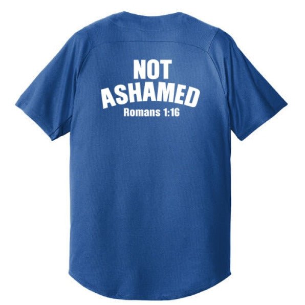 Not Ashamed Men's Christian Full - button Jersey - ClaimedbyGodDesigns