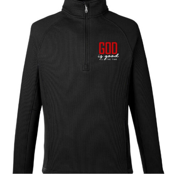 He Is Good Men's Christian Pullover Half - Zip Sweatshirt - ClaimedbyGodDesigns