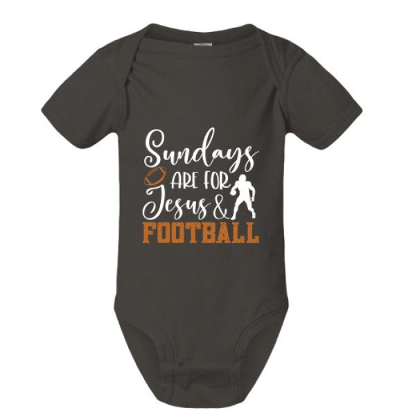 Sundays Are For Him and Football Christian Baby Jumpsuit - ClaimedbyGodDesigns