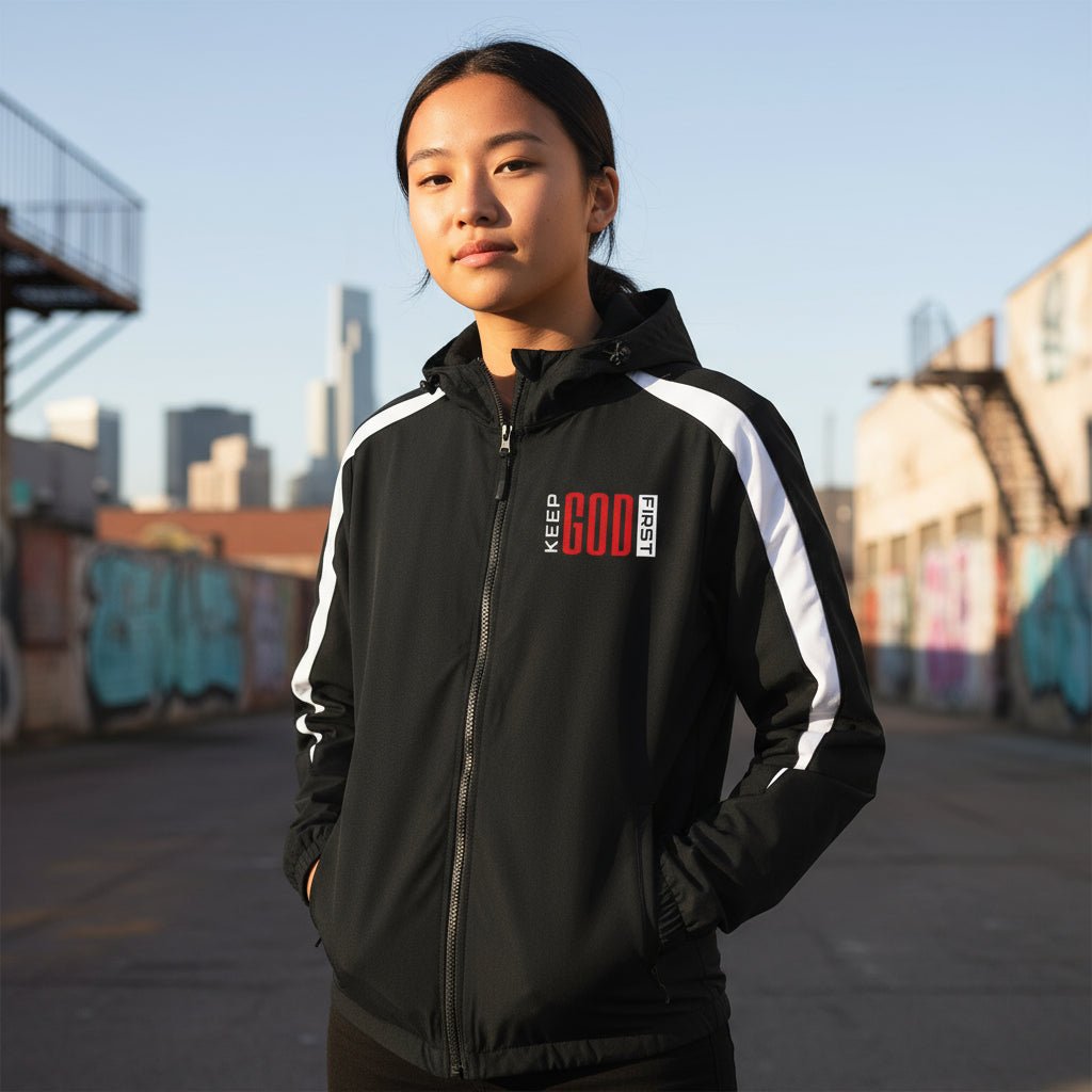 Keep Him First Youth Christian Fleece - Lined Colorblock Jacket - ClaimedbyGodDesigns