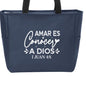 Amar Es Conocer a Dios Spanish Christian Tote Bag - ClaimedbyGodDesigns
