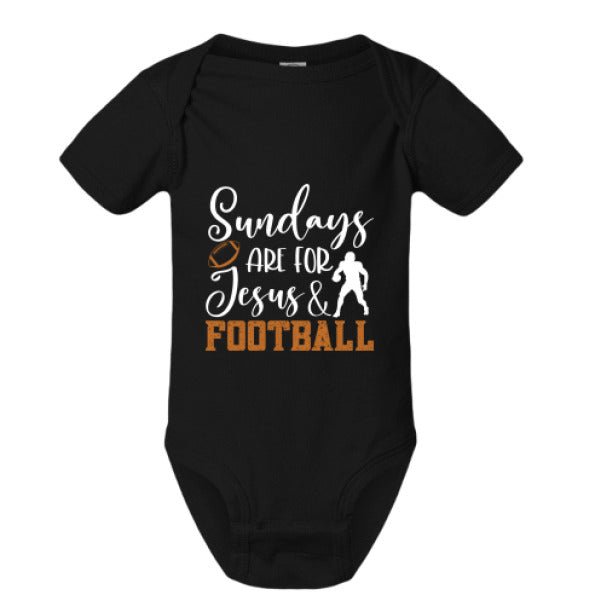 Sundays Are For Him and Football Christian Baby Jumpsuit - ClaimedbyGodDesigns