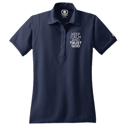 Keep Calm and Trust Him Women's Christian Polo T-shirt - ClaimedbyGodDesigns