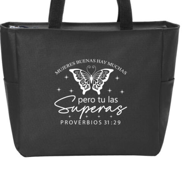 Mujeres Buenas Hay Muchas, Pero Tú Las Superas Spanish Christian Tote Bag - ClaimedbyGodDesigns