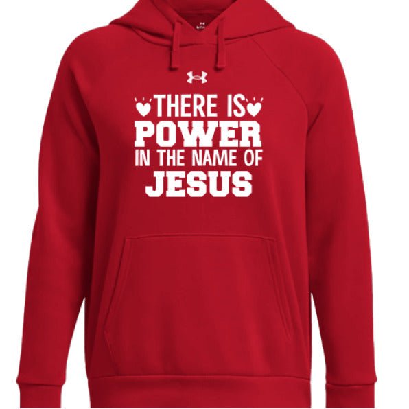There Is Power In His Name Women's Christian Pullover Fleece Hooded Sweatshirt - ClaimedbyGodDesigns