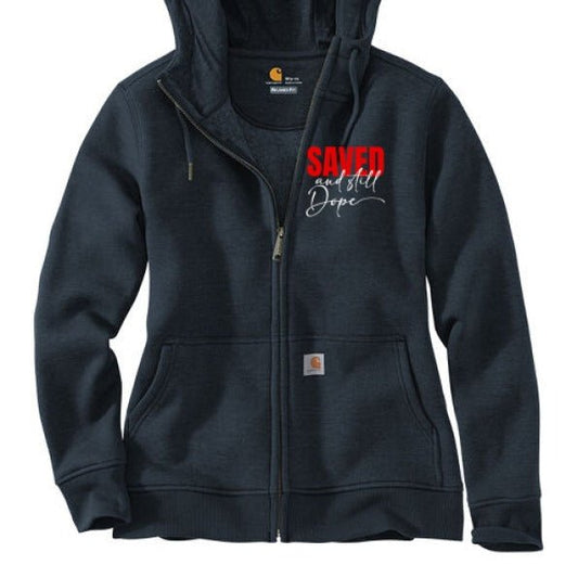 Saved and Still Dope Women's Christian Full - Zip Hooded Sweatshirt - ClaimedbyGodDesigns
