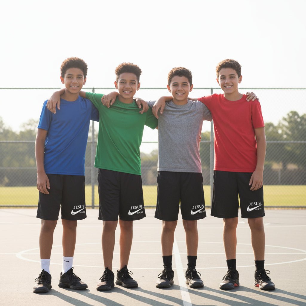 He Did It Youth Christian Basketball Shorts - ClaimedbyGodDesigns