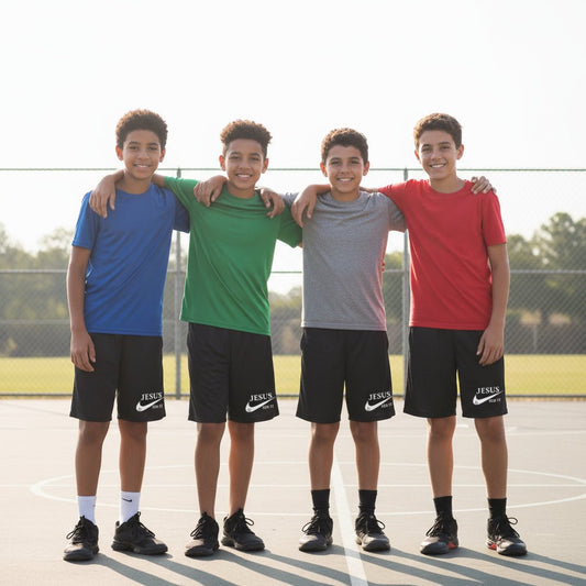 He Did It Youth Christian Basketball Shorts - ClaimedbyGodDesigns