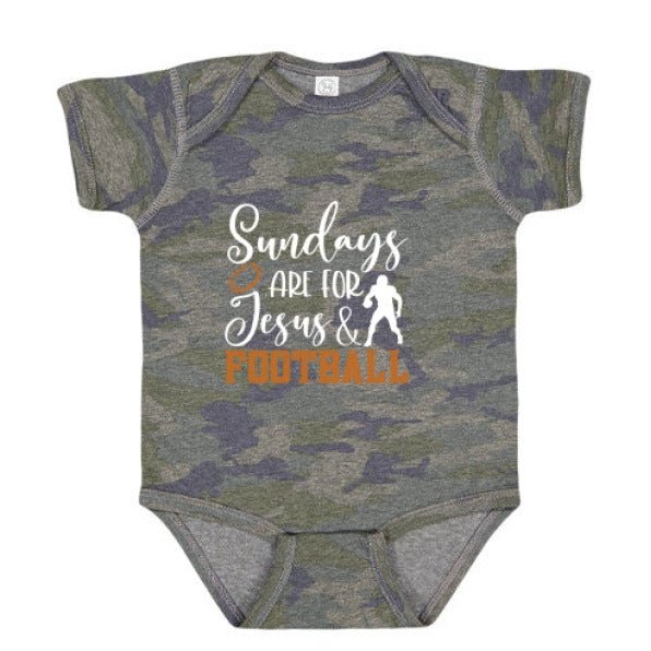 Sundays Are For Him and Football Christian Baby Jumpsuit - ClaimedbyGodDesigns