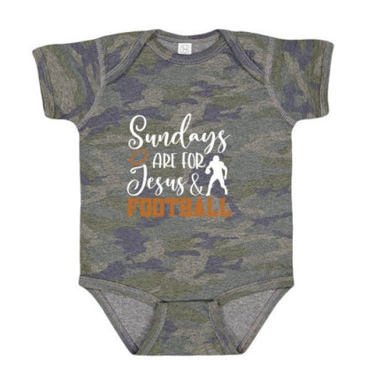 Sundays Are For Him and Football Christian Baby Jumpsuit - ClaimedbyGodDesigns