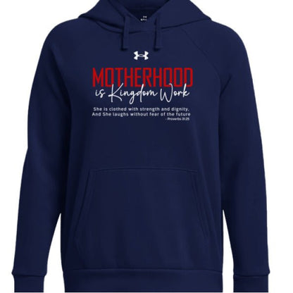Motherhood Is Kingdom Work Women's Christian Pullover Fleece Hooded Sweatshirt - ClaimedbyGodDesigns