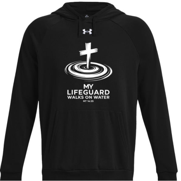 My lifeguard Walks On Water 2 Men's Christian Pullover Fleece Hooded Sweatshirt - ClaimedbyGodDesigns