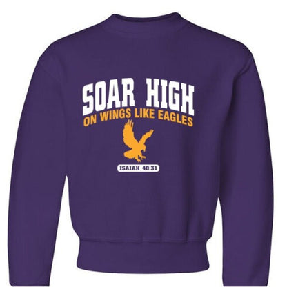 Soar High Youth Christian Pullover Fleece Sweatshirt - ClaimedbyGodDesigns