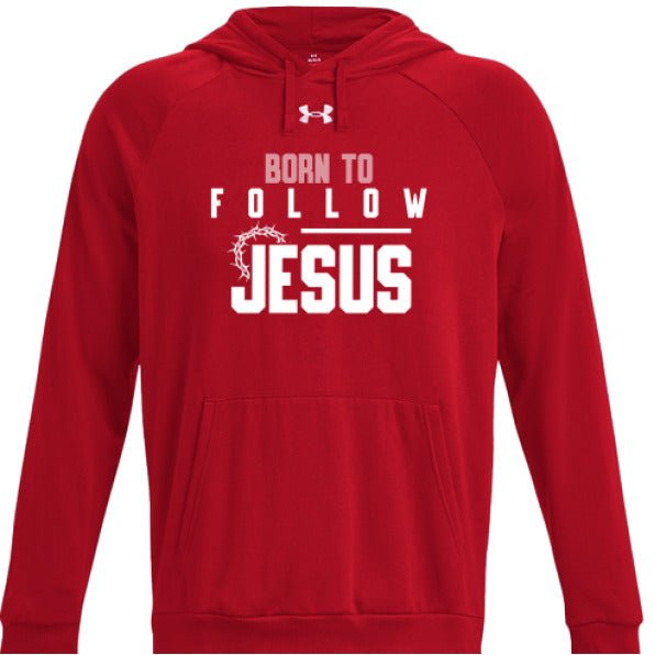 Born To Follow Him Men's Christian Pullover Fleece Hooded Sweatshirt - ClaimedbyGodDesigns