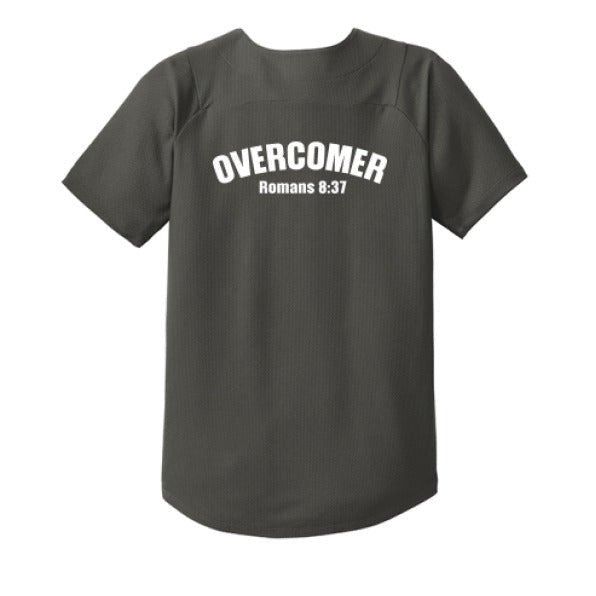 Overcomer Youth Christian Full - Button Jersey - ClaimedbyGodDesigns