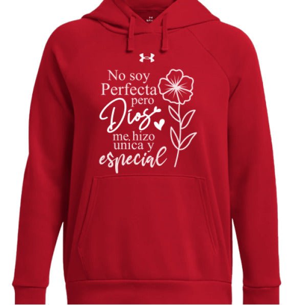 No Soy Perfecta Pero Dios Me Hizo Única y Especial Women's Spanish Christian Pullover Fleece Hooded Sweatshirt - ClaimedbyGodDesigns