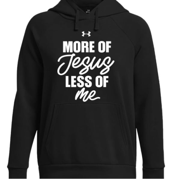 More Of Him Less Of Me Women's Christian Pullover Fleece Hooded Sweatshirt - ClaimedbyGodDesigns