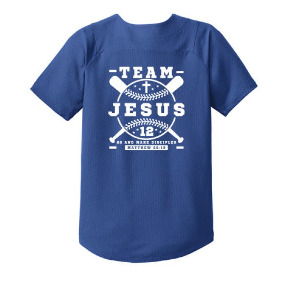 Team Him Baseball Youth Christian Full - button Jersey - ClaimedbyGodDesigns