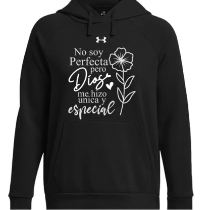 No Soy Perfecta Pero Dios Me Hizo Única y Especial Women's Spanish Christian Pullover Fleece Hooded Sweatshirt - ClaimedbyGodDesigns