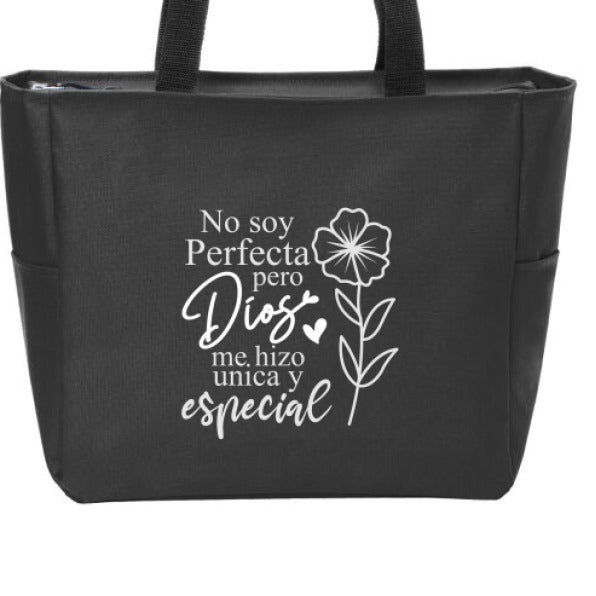 No Soy Perfecta Pero Dios Me Hizo Única y Especial Spanish Christian Tote Bag - ClaimedbyGodDesigns