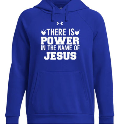 There Is Power In His Name Women's Christian Pullover Fleece Hooded Sweatshirt - ClaimedbyGodDesigns