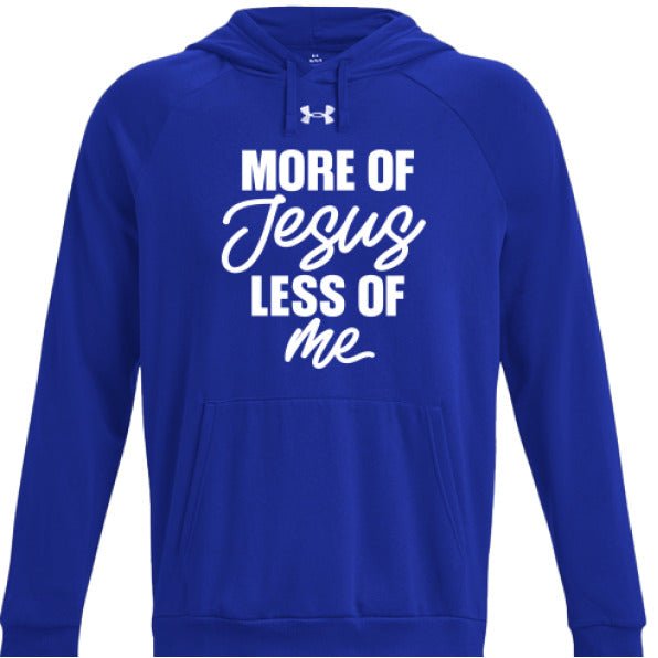 More Of Him Less Of Me Men's Christian Pullover Fleece Hooded Sweatshirt - ClaimedbyGodDesigns